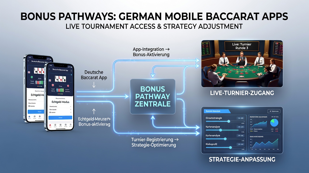 Live-Baccarat-Turniertisch mit digitaler Leaderboard-Anzeige und mobiler App-Verknüpfung