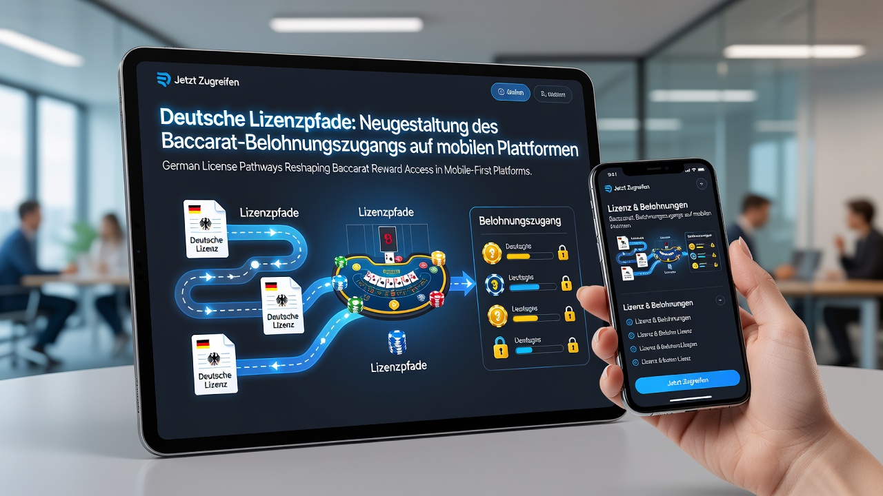 Mobile Baccarat-Schnittstelle mit Lizenzindikatoren auf deutscher Plattform