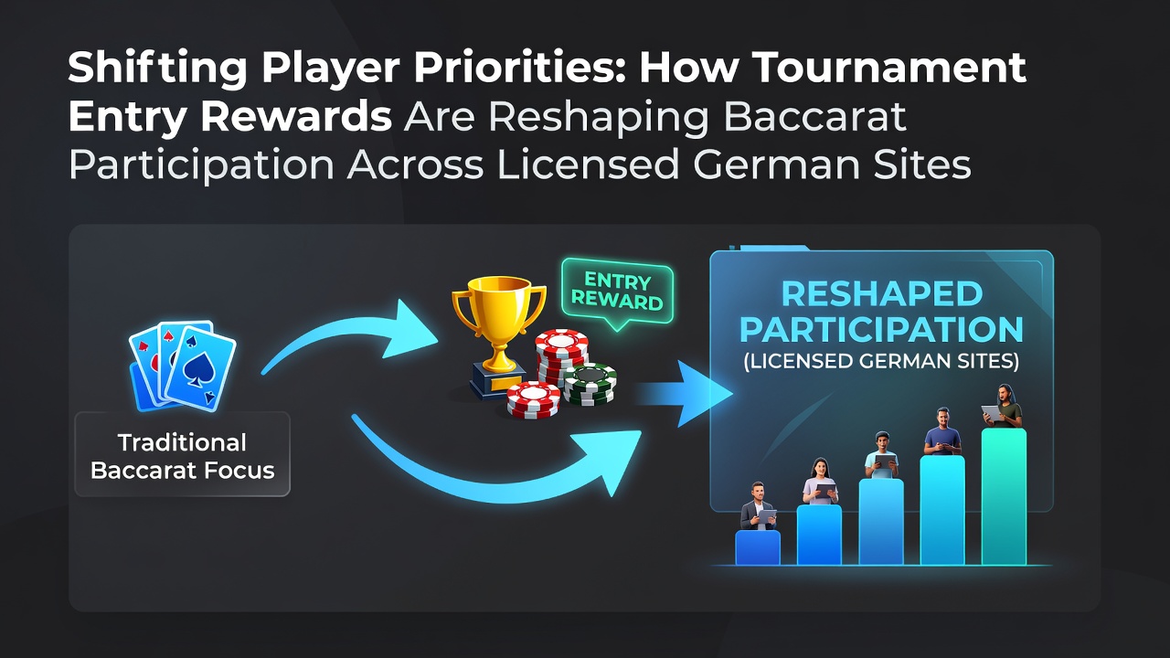 Illustration von Baccarat-Turnieren auf lizenzierten deutschen Online-Plattformen mit Fokus auf Eintrittsbelohnungen und Spielerinteraktionen